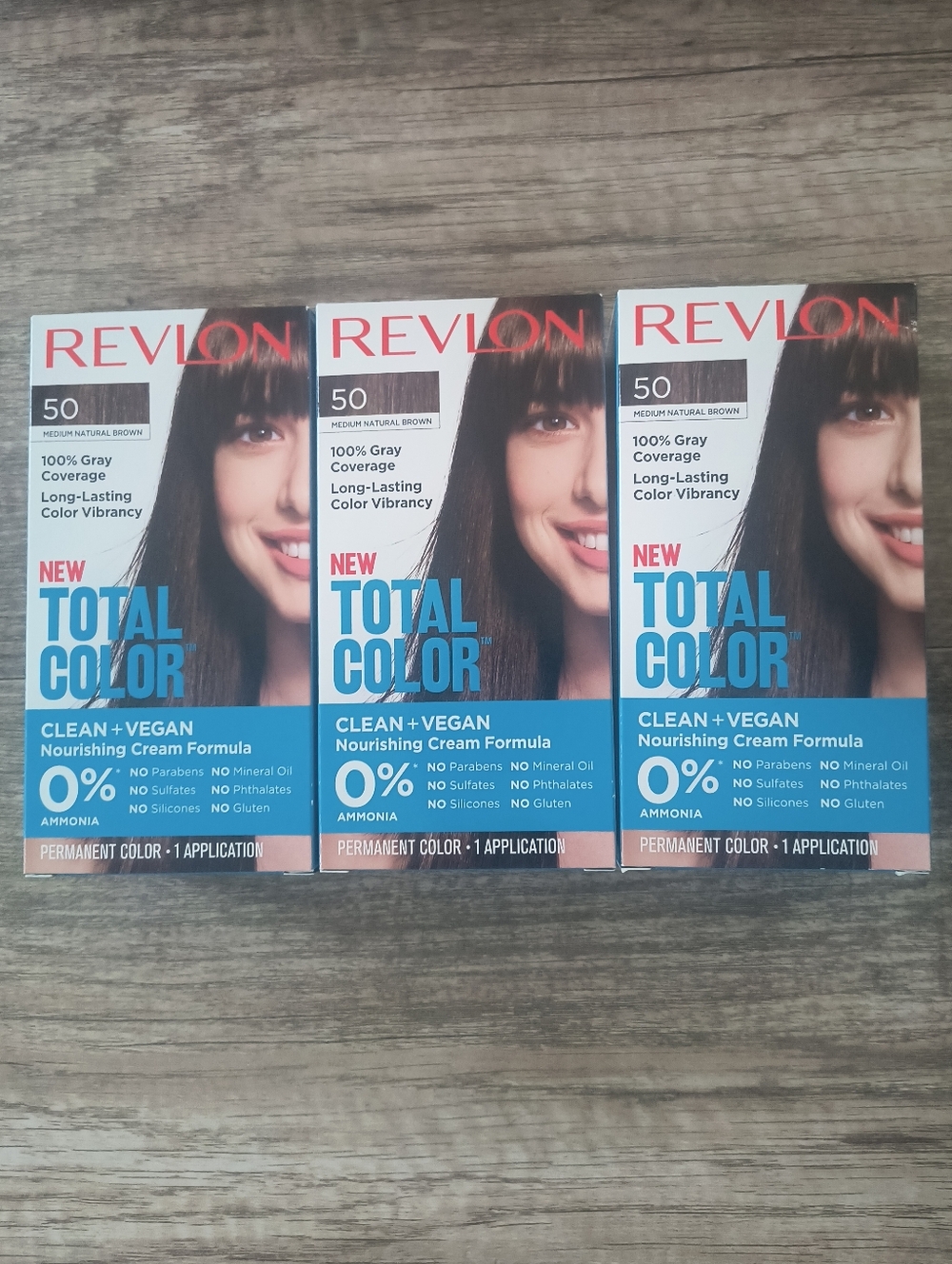 3 Boxes Revlon Total Color 50 Medium Natural Brown Vegan Hair Dye